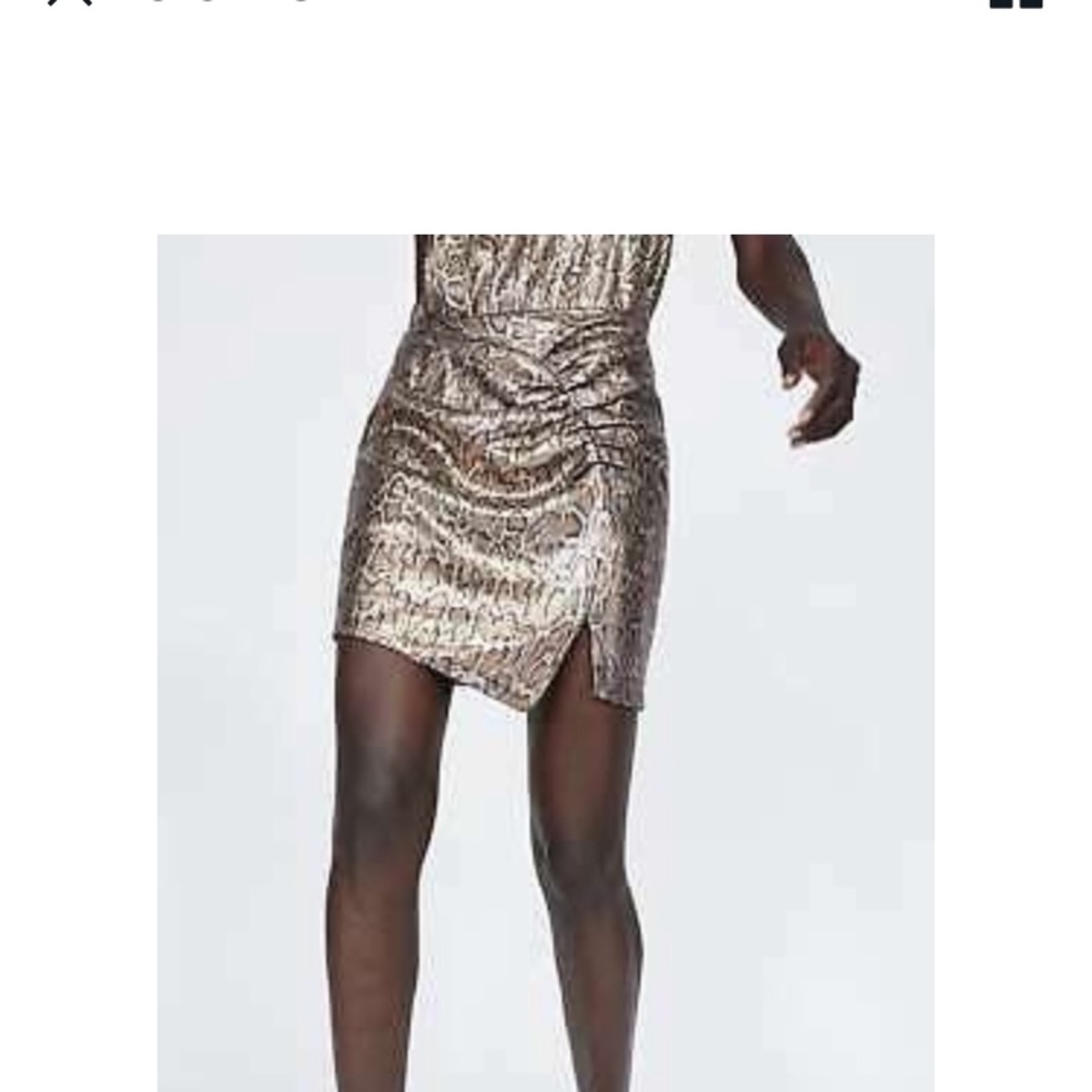 NWT Zara Gold Animal Print Sequin Mini Skirt